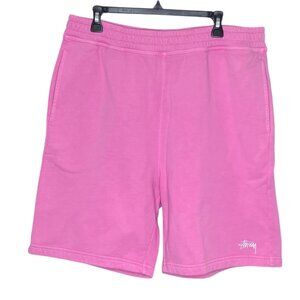 New Stussy Men's Size XL Stock Logo Pink Dyed Goods 100% Cotton Sweat Shorts